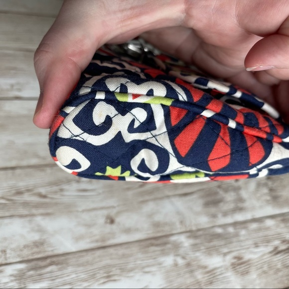 VERA BRADLEY BLUE ORANGE WRISTLET WALLET CLUTCH - Picture 6 of 8